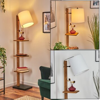 Venor Stehleuchte 28 cm Dunkelbraun, Naturfarben, Schwarz, 1-flammig