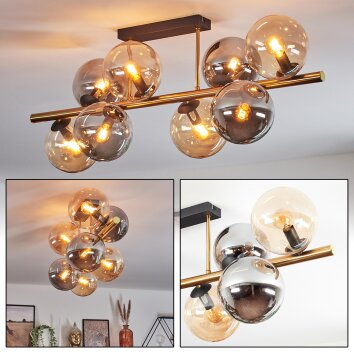 Gastor Deckenleuchte Glas 15 cm Gold, Schwarz, 8-flammig