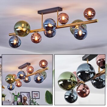 Chehalis Deckenleuchte Glas 10 cm, 12 cm, 15 cm Gold, Schwarz, 10-flammig Chehalis Deckenleuchte Glas 10 cm, 12 cm, 15 cm Gold, Schwarz, 10-flammig