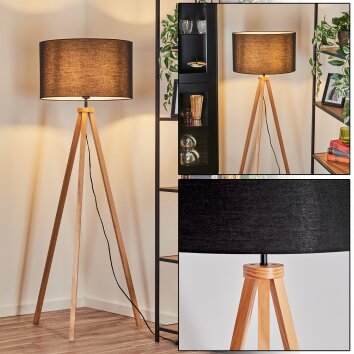 Flemming Stehleuchte 50 cm Naturfarben, Schwarz, 1-flammig