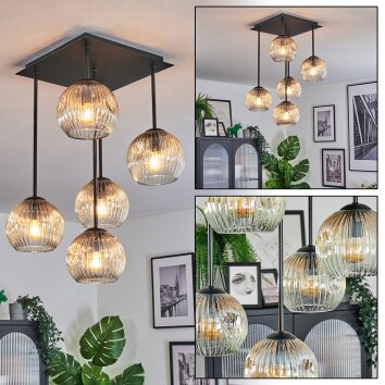 Ripoll Deckenleuchte Glas 15 cm Bernsteinfarben, Klar, 5-flammig