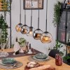 Koyoto Pendelleuchte Glas 15 cm Naturfarben, Schwarz, 5-flammig
