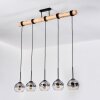 Koyoto Pendelleuchte Glas 15 cm Naturfarben, Schwarz, 5-flammig