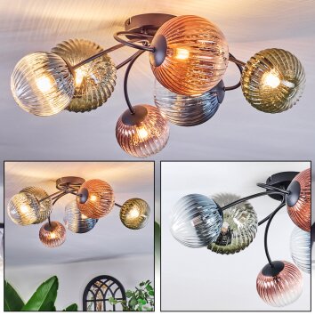 Chehalis Deckenleuchte 12 cm, 15 cm Blau, Grün, Klar, Kupferfarben, 6-flammig