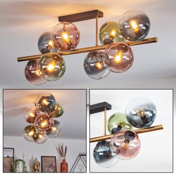 Gastor Deckenleuchte Glas 15 cm Gold, Schwarz, 8-flammig