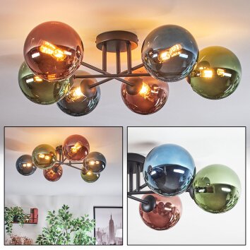 Chehalis Deckenleuchte Glas 15 cm Blau, Grün, Kupferfarben, 6-flammig