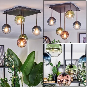 Chehalis Deckenleuchte Glas 10 cm Blau, Grün, Klar, Kupferfarben, 5-flammig Chehalis Deckenleuchte Glas 10 cm Blau, Grün, Klar, Kupferfarben, 5-flammig