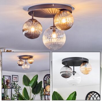 Chehalis Deckenleuchte Glas 12 cm, 15 cm Bernsteinfarben, Klar, Rauchfarben, 3-flammig