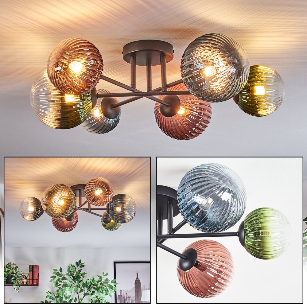 Chehalis Deckenleuchte Glas 12 cm, 15 cm Blau, Grün, Klar, Kupferfarben, 6-flammig main product photo