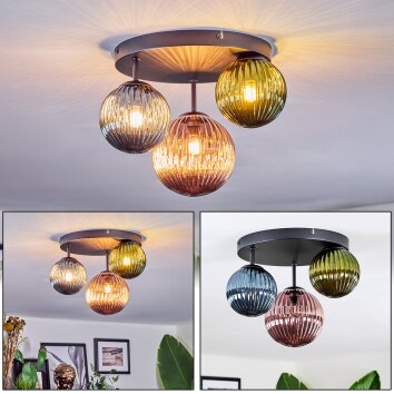 Chehalis Deckenleuchte Glas 12 cm, 15 cm Blau, Grün, Kupferfarben, 3-flammig