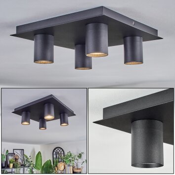 Udena Deckenleuchte LED Schwarz, 4-flammig
