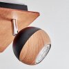Haldor Deckenleuchte Chrom, Holzoptik, Schwarz, 4-flammig