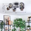 Gastor Deckenleuchte Glas 15 cm Chrom, Klar, Rauchfarben, 6-flammig