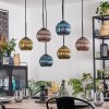 Koyoto Hängeleuchte Glas 15 cm Blau, Gold, Kupferfarben, 6-flammig