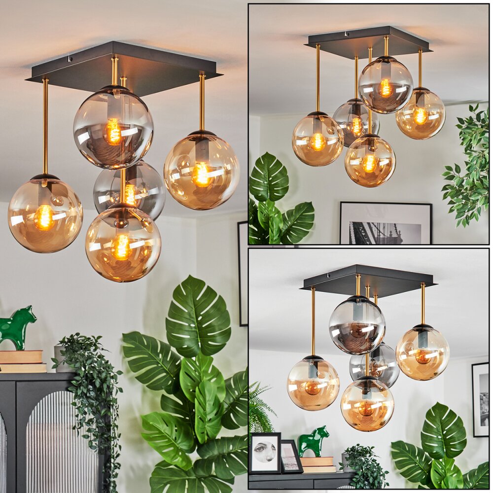 Gastor Deckenleuchte Glas 15 cm Gold, Schwarz, 5-flammig main product photo