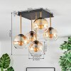 Koyoto Deckenleuchte Glas 15 cm Gold, Schwarz, 5-flammig