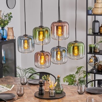 Lauden Hängeleuchte Glas 20 cm Blau, Grün, Klar, Kupferfarben, 6-flammig
