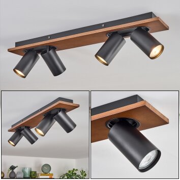 Dalan Deckenleuchte LED Naturfarben, Schwarz, 4-flammig