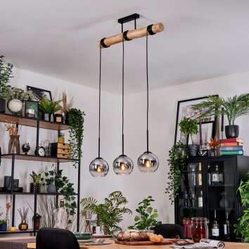 Koyoto Hängeleuchte Glas 15 cm Naturfarben, Schwarz, 3-flammig
