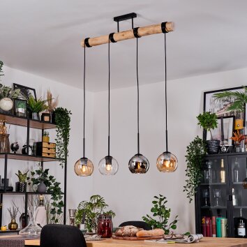 Koyoto Hängeleuchte Glas 15 cm Naturfarben, Schwarz, 4-flammig