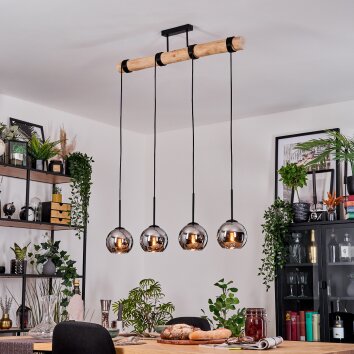 Koyoto Hängeleuchte Glas 15 cm Naturfarben, Schwarz, 4-flammig
