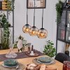 Koyoto Hängeleuchte Glas 15 cm Naturfarben, Schwarz, 3-flammig