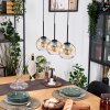 Koyoto Hängeleuchte Glas 15 cm Naturfarben, Schwarz, 3-flammig