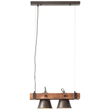 Brilliant Leuchten Plow Pendelleuchte Holz dunkel, Schwarz, 2-flammig