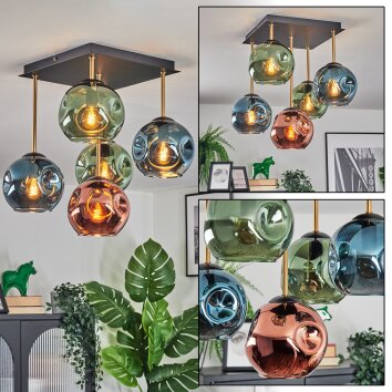 Ripoll Deckenleuchte Glas 15 cm Gold, Schwarz, 5-flammig