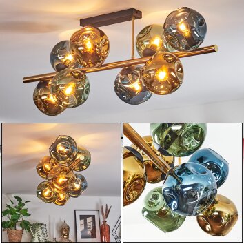 Ripoll Deckenleuchte Glas 15 cm Gold, Schwarz, 8-flammig