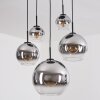 Koyoto Hängeleuchte Glas 15 cm, 20 cm, 25 cm, 30 cm Chrom, Klar, Rauchfarben, 5-flammig