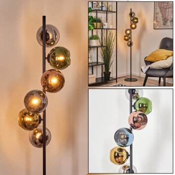 Koyoto Stehleuchte Glas 15 cm Blau, Chrom, Gold, Grün, Kupferfarben, Rauchfarben, 6-flammig