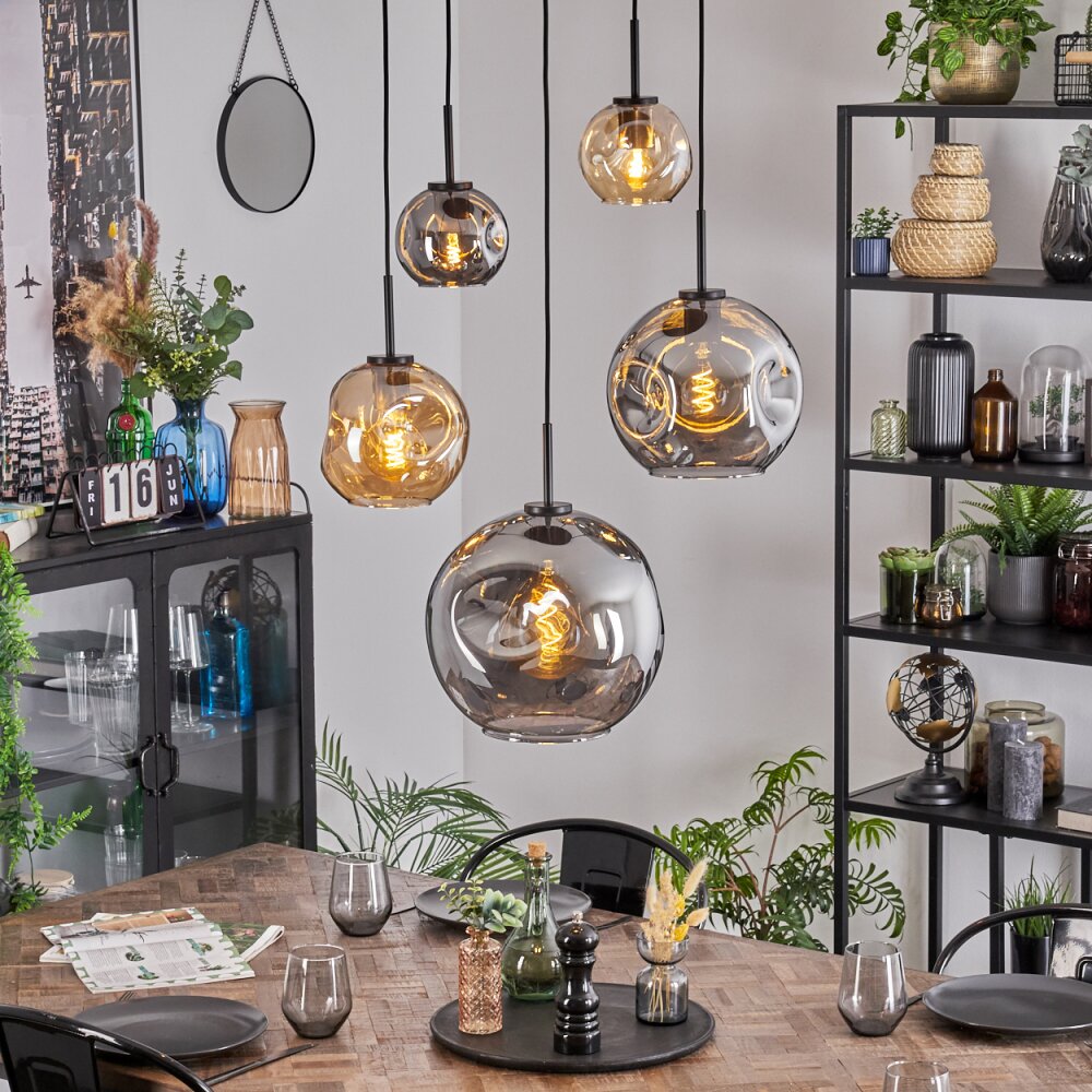 Ripoll Hängeleuchte Glas 15 cm, 20 cm, 25 cm, 30 cm Bernsteinfarben, Rauchfarben, 5-flammig main product photo