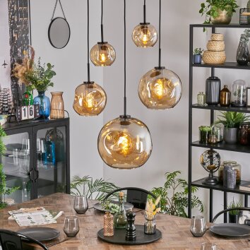 Ripoll Hängeleuchte Glas 15 cm, 20 cm, 25 cm, 30 cm Bernsteinfarben, 5-flammig