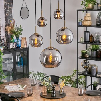 Koyoto Hängeleuchte Glas 15 cm, 20 cm, 25 cm, 30 cm Gold, Schwarz, 5-flammig