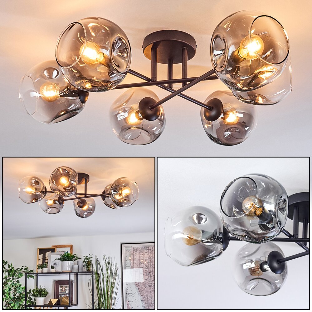 Ripoll Deckenleuchte Glas 15 cm Klar, Rauchfarben, 6-flammig main product photo