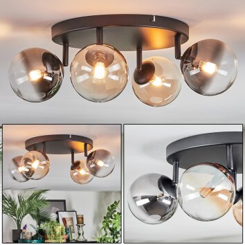 Chehalis Deckenleuchte Glas 12 cm Bernsteinfarben, Klar, Rauchfarben, 4-flammig