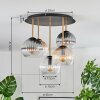 Koyoto Deckenleuchte Glas 15 cm Messing, Schwarz, 5-flammig