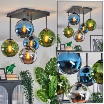 Gastor Deckenleuchte Glas 15 cm Blau, Chrom, Grün, Rauchfarben, 5-flammig