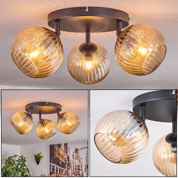 Koyoto Deckenleuchte Glas 15 cm Bernsteinfarben, 3-flammig