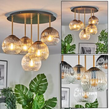 Ripoll Deckenleuchte Glas 15 cm Messing, Schwarz, 5-flammig