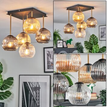 Ripoll Deckenleuchte Glas 15 cm Gold, Schwarz, 5-flammig