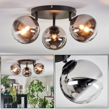 Chehalis Deckenleuchte Glas 15 cm Chrom, Klar, Rauchfarben, 3-flammig Chehalis Deckenleuchte Glas 15 cm Chrom, Klar, Rauchfarben, 3-flammig