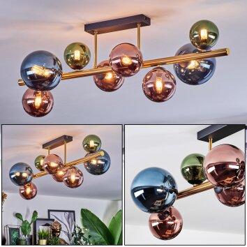 Chehalis Deckenleuchte Glas 10 cm, 12 cm, 15 cm Gold, Schwarz, 8-flammig Chehalis Deckenleuchte Glas 10 cm, 12 cm, 15 cm Gold, Schwarz, 8-flammig