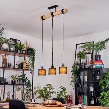 Bassagoda Hängeleuchte Naturfarben, Schwarz, 3-flammig