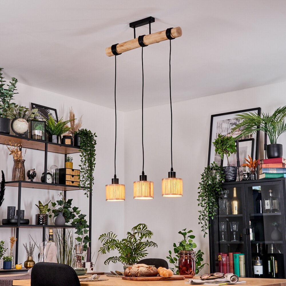Bongal Hängeleuchte Naturfarben, Schwarz, 3-flammig main product photo