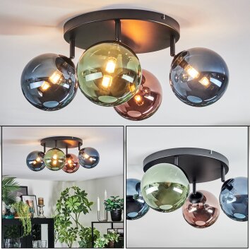 Chehalis Deckenleuchte Glas 15 cm Blau, Grün, Kupferfarben, 4-flammig