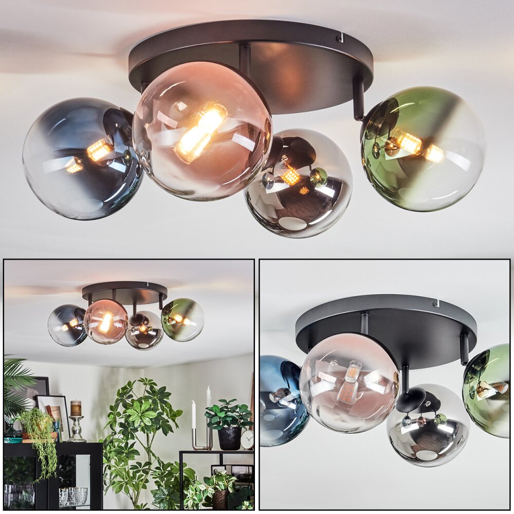 Chehalis Deckenleuchte Glas 15 cm Blau, Chrom, Grün, Klar, Kupferfarben, Rauchfarben, 4-flammig main product photo