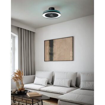 EGLO VALLONIA 1 Leuchte mit Ventilator LED Schwarz, Fernbedienung, Farbwechsler
