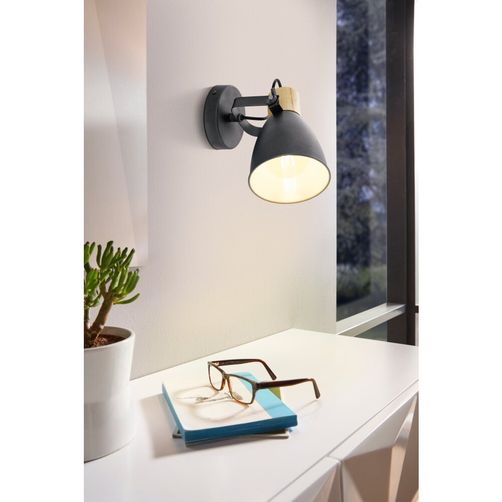 EGLO COSWARTH Wandleuchte Anthrazit, Braun, Opal weiß main product photo